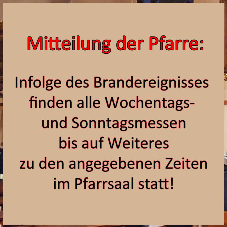 Mehr über den Artikel erfahren Gottesdienste weiterhin im Pfarrsaal